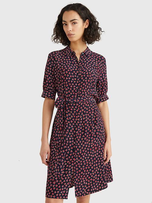 Blue Tommy Hilfiger Valentines Heart Print Knee-Length Women\'s Dress | TH315TGY