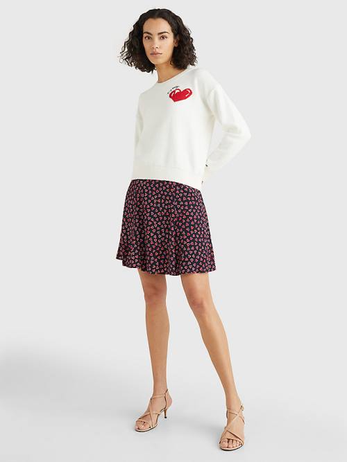 Blue Tommy Hilfiger Valentines Heart Print Women's Skirts | TH760WMK