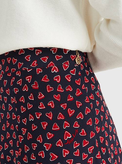 Blue Tommy Hilfiger Valentines Heart Print Women's Skirts | TH760WMK