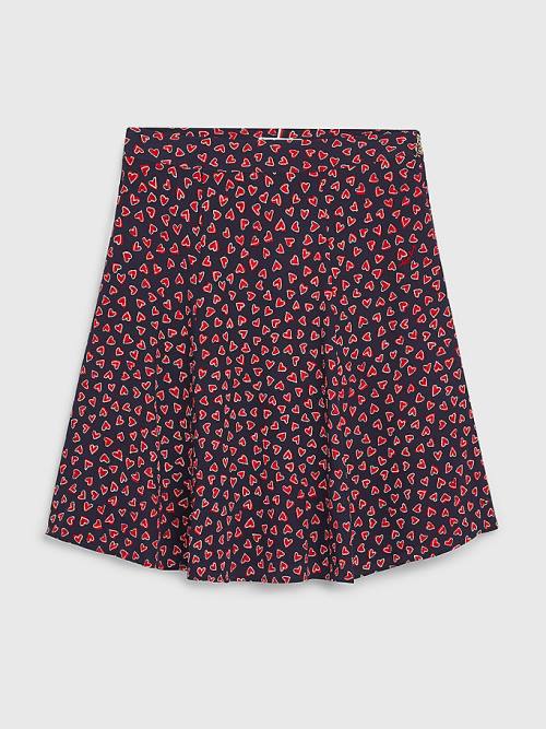 Blue Tommy Hilfiger Valentines Heart Print Women's Skirts | TH760WMK