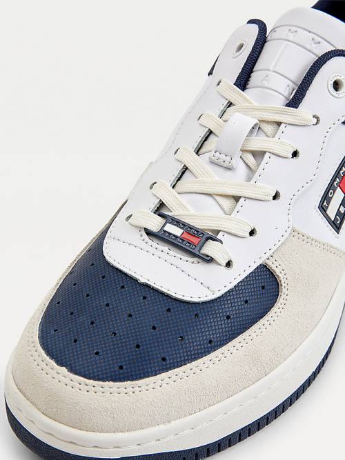 Blue Tommy Hilfiger Varsity Basket Men's Sneakers | TH432DIN