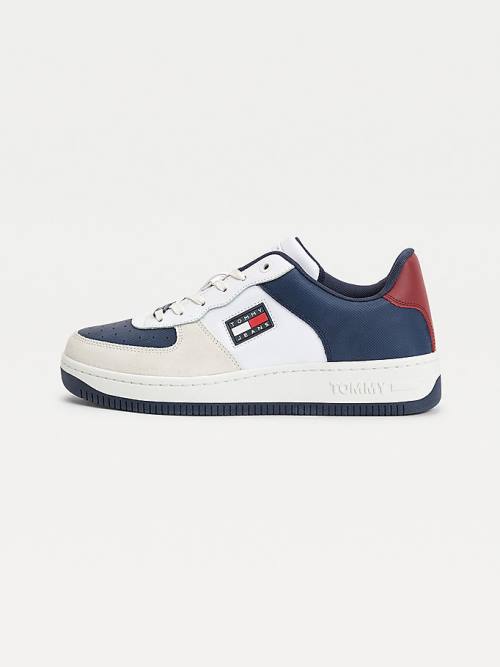 Blue Tommy Hilfiger Varsity Basket Men's Sneakers | TH432DIN