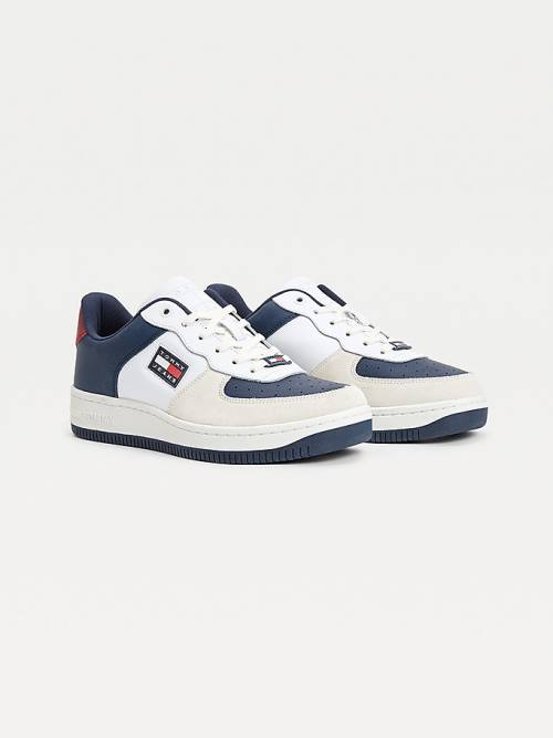 Blue Tommy Hilfiger Varsity Basket Men\'s Sneakers | TH432DIN