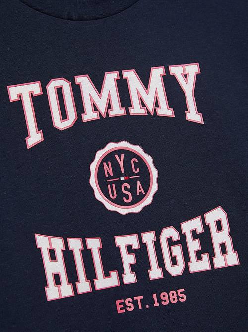 Blue Tommy Hilfiger Varsity Girls' T Shirts | TH526KES