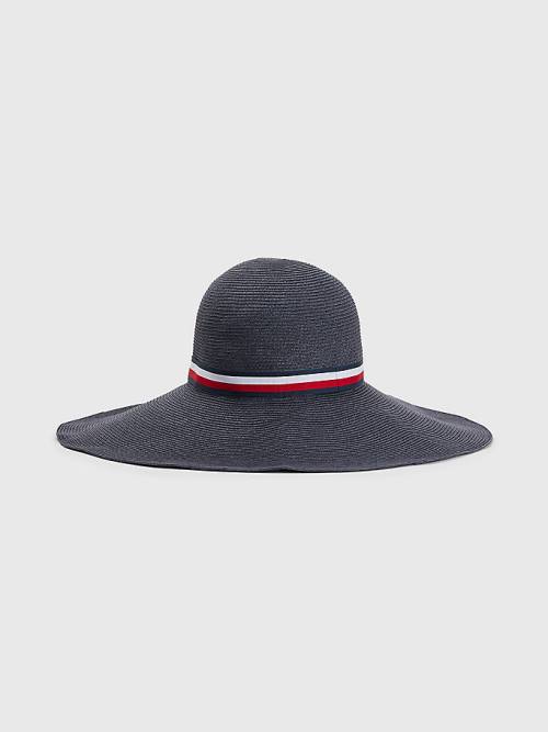 Blue Tommy Hilfiger Varsity Straw Women's Hats | TH598MRH