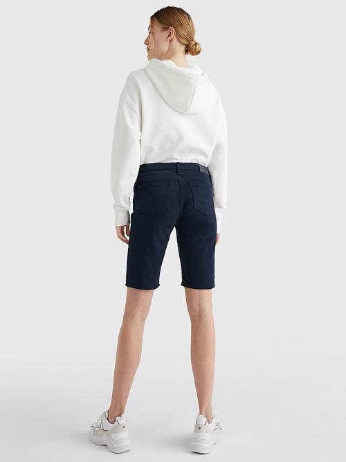 Blue Tommy Hilfiger Venice Slim White Denim Women's Shorts | TH154COS