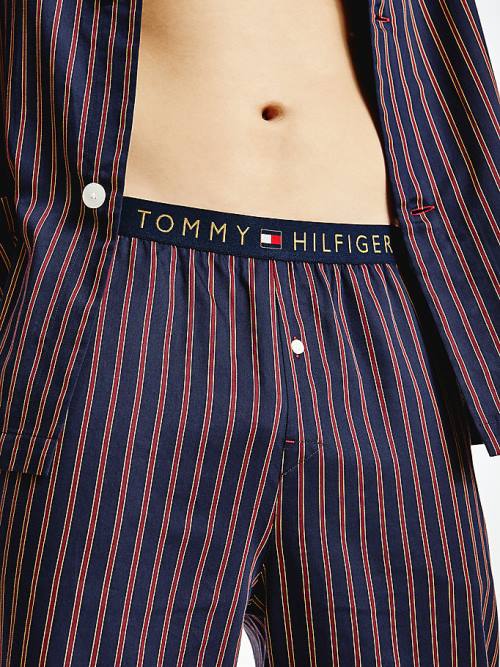 Blue Tommy Hilfiger Vertical Stripe Trousers Men's Pyjamas | TH693XRG