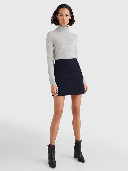 Blue Tommy Hilfiger Virgin Wool Mini Women's Skirts | TH182ZYS