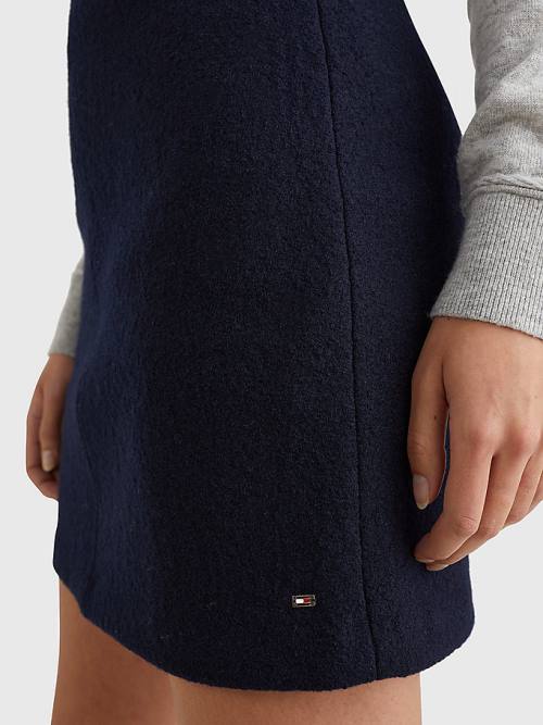 Blue Tommy Hilfiger Virgin Wool Mini Women's Skirts | TH182ZYS