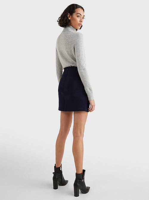 Blue Tommy Hilfiger Virgin Wool Mini Women's Skirts | TH182ZYS