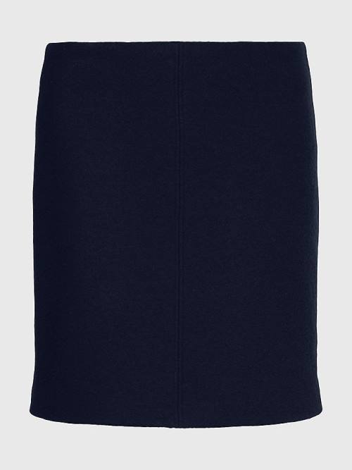 Blue Tommy Hilfiger Virgin Wool Mini Women's Skirts | TH182ZYS