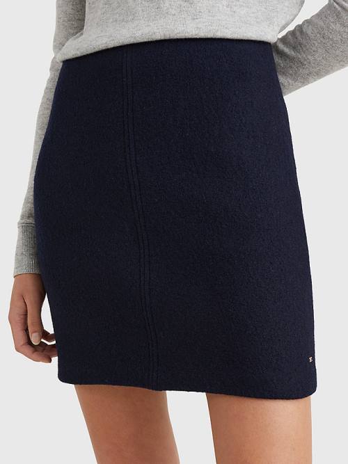 Blue Tommy Hilfiger Virgin Wool Mini Women\'s Skirts | TH182ZYS