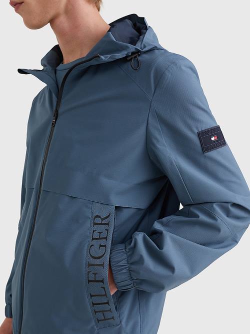 Blue Tommy Hilfiger Water Repellent Hooded Men's Jackets | TH130SDC