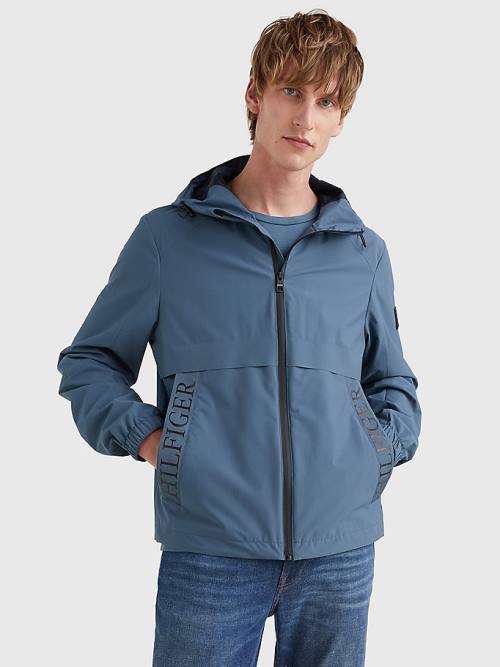 Blue Tommy Hilfiger Water Repellent Hooded Men\'s Jackets | TH130SDC