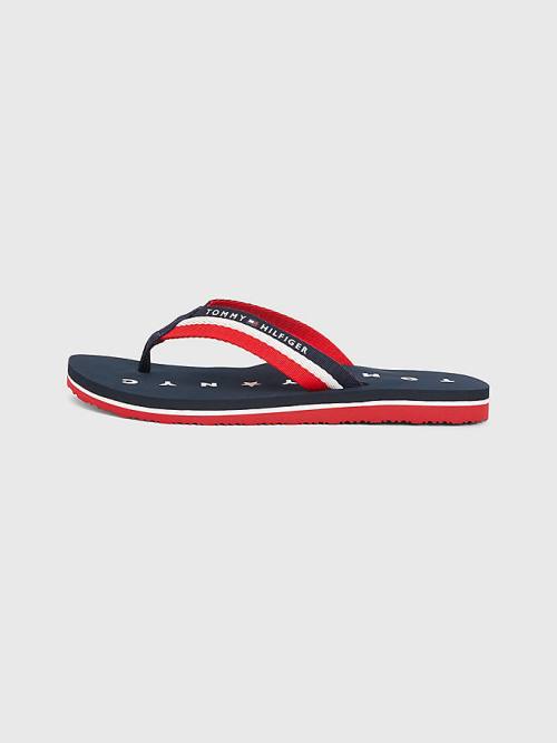 Blue Tommy Hilfiger Webbing Beach Women's Sandals | TH026PDI