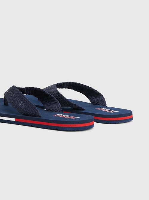 Blue Tommy Hilfiger Webbing Strap Flag Flip-Flops Women's Sandals | TH917SWR