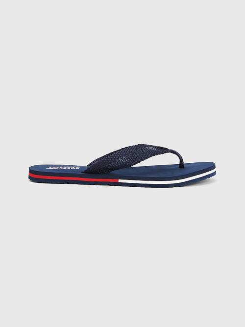 Blue Tommy Hilfiger Webbing Strap Flag Flip-Flops Women's Sandals | TH917SWR