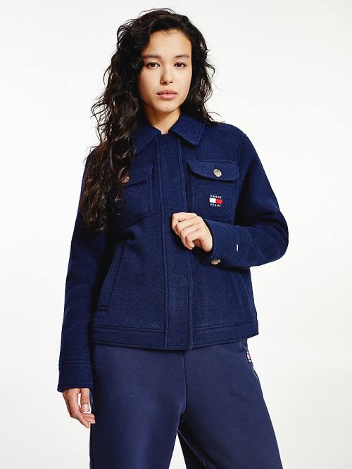 Blue Tommy Hilfiger Wool Blend Quilted Women\'s Coats | TH861PMA