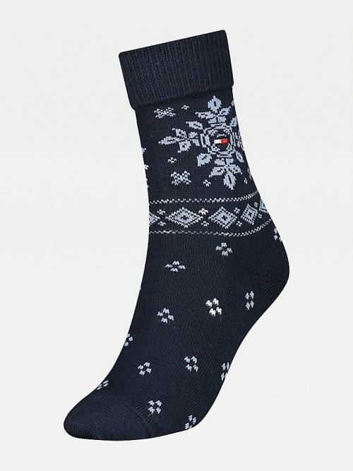 Blue Tommy Hilfiger Wool Boot Women\'s Socks | TH256JOW