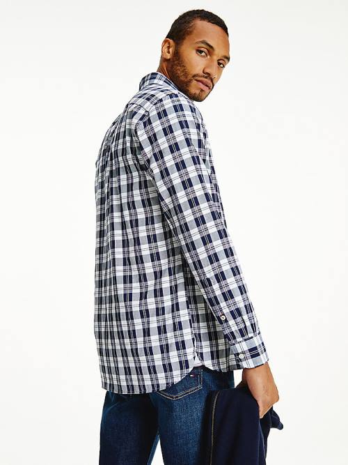 Blue Tommy Hilfiger Woven Check Regular Fit Men's Shirts | TH206HZB