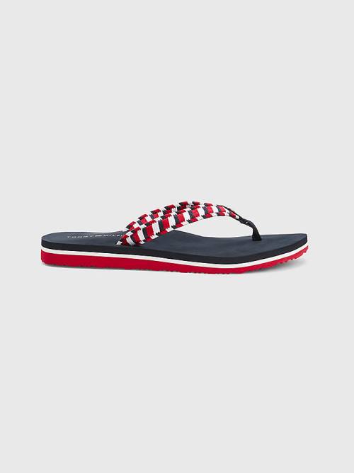 Blue Tommy Hilfiger Woven Webbing Flip-Flops Women's Sandals | TH234AXL