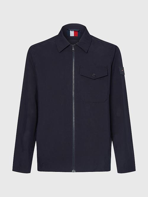 Blue Tommy Hilfiger Zip-Thru Shirt Men's Jackets | TH160IYJ