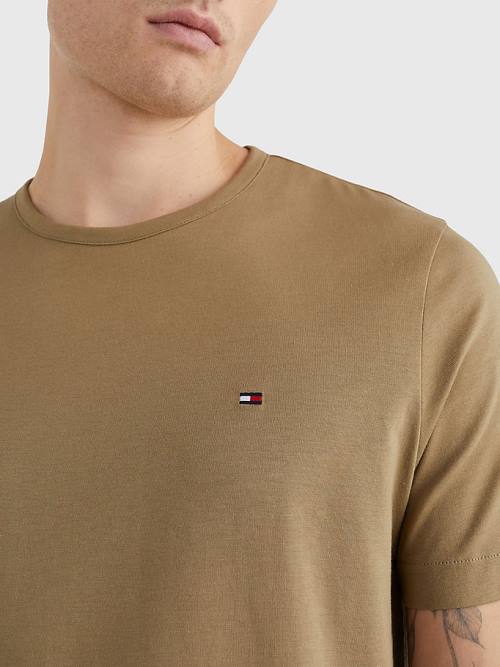 Brown Tommy Hilfiger 1985 Essential Flag Men's T Shirts | TH812KHR