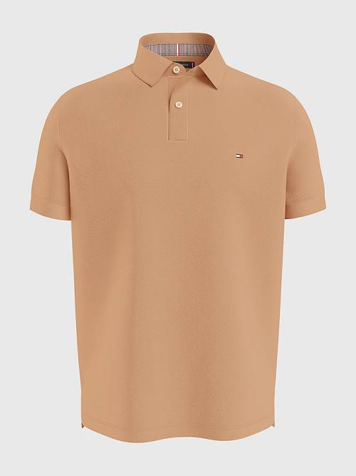 Brown Tommy Hilfiger 1985 Essential TH Flex Men's Polo Shirts | TH059FGK