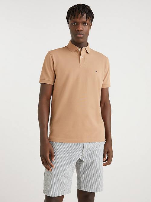 Brown Tommy Hilfiger 1985 Essential TH Flex Men\'s Polo Shirts | TH059FGK