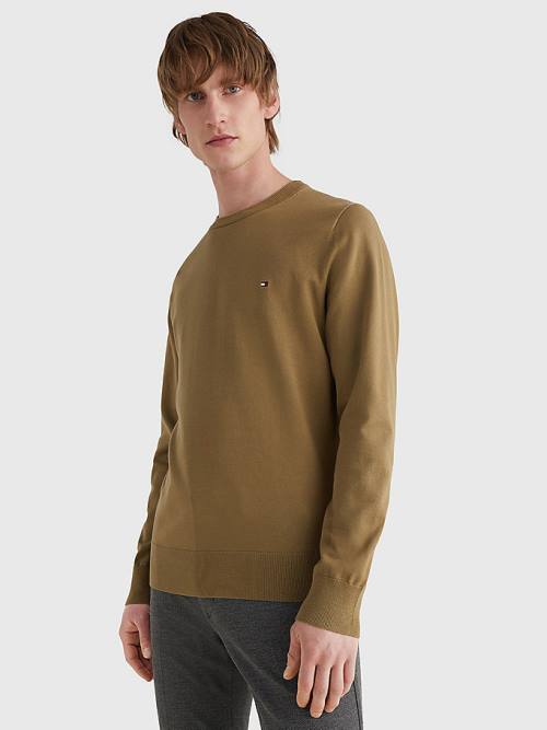 Brown Tommy Hilfiger 1985 Essential TH Flex Sweatshirt Men\'s Sweaters | TH314ACW