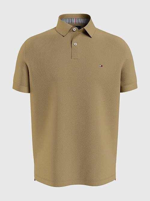 Brown Tommy Hilfiger 1985 Essential TH Flex Men's Polo Shirts | TH745PED