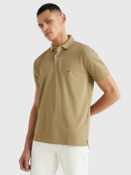 Brown Tommy Hilfiger 1985 Essential TH Flex Men\'s Polo Shirts | TH745PED