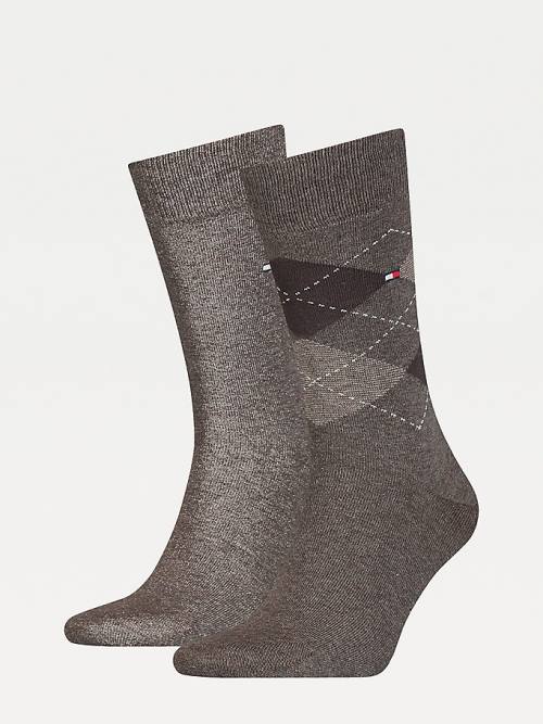 Brown Tommy Hilfiger 2-Pack Argyle Mix Men\'s Socks | TH513KNO