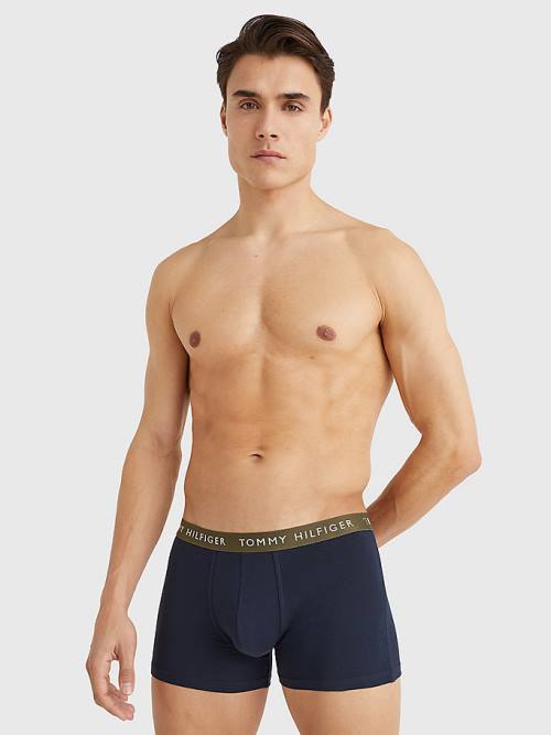 Brown Tommy Hilfiger 3-Pack Repeat Logo Trunks Men's Underwear | TH457MNX