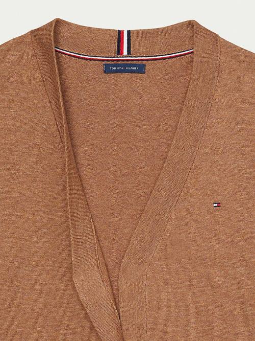 Brown Tommy Hilfiger Adaptive Essential Cotton Cardigan Women's Sweaters | TH051ONT