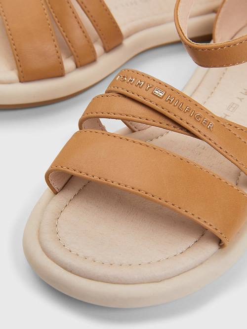 Brown Tommy Hilfiger Ankle Strap Logo Girls' Sandals | TH362SFB