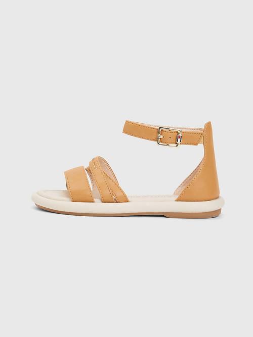 Brown Tommy Hilfiger Ankle Strap Logo Girls' Sandals | TH362SFB