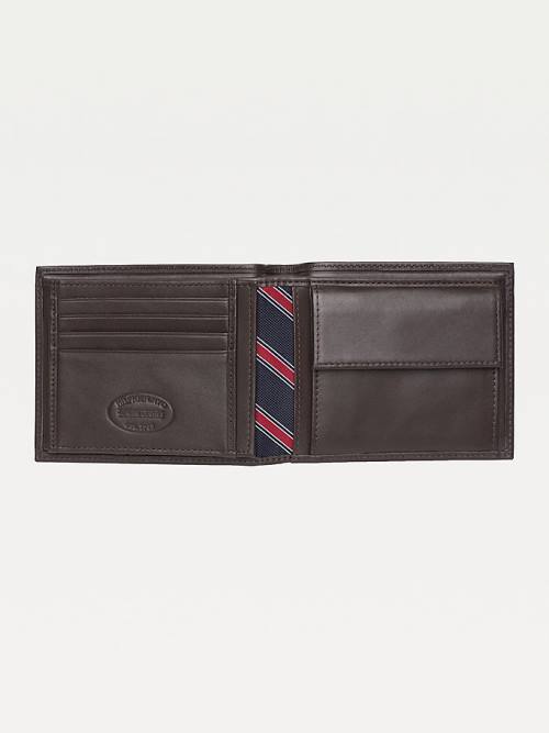 Brown Tommy Hilfiger Bifold Leather Men's Wallets | TH912JQS