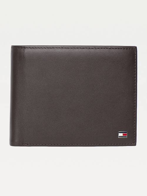 Brown Tommy Hilfiger Bifold Leather Men\'s Wallets | TH912JQS