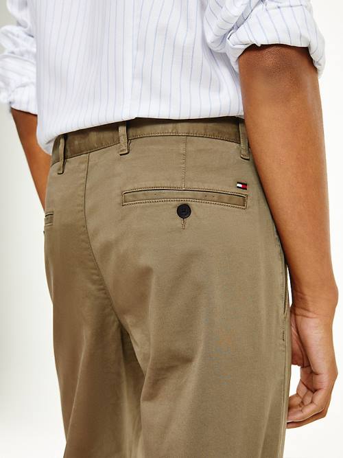 Brown Tommy Hilfiger Bleecker Satin Slim Fit Chinos Men's Pants | TH296UIE