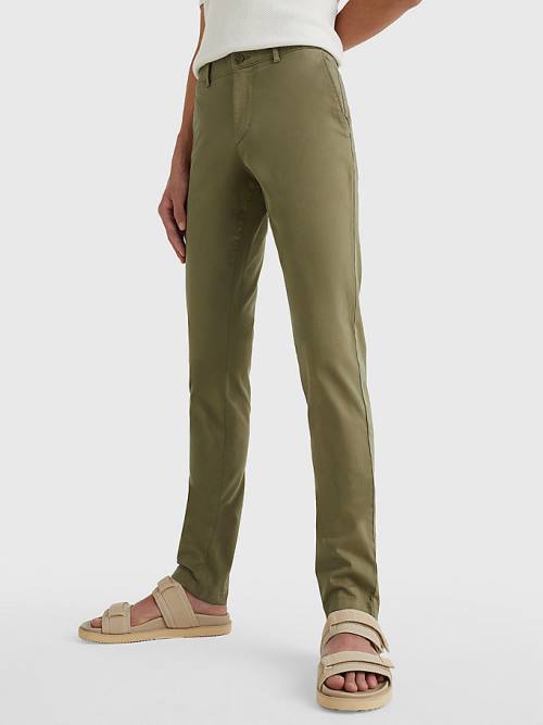 Brown Tommy Hilfiger Bleecker Satin Slim Fit Chinos Men\'s Pants | TH651XMT