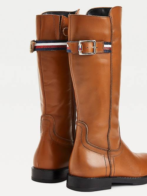 Brown Tommy Hilfiger Calf Leather Girls' Boots | TH970JPY