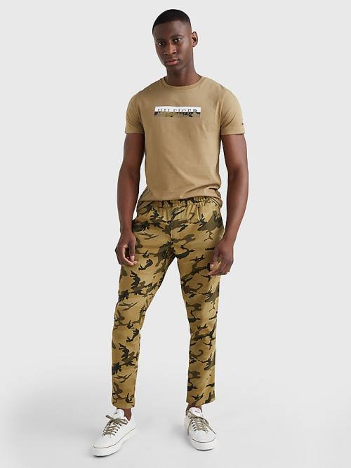 Brown Tommy Hilfiger Camo Graphic Logo Men's T Shirts | TH906ADB