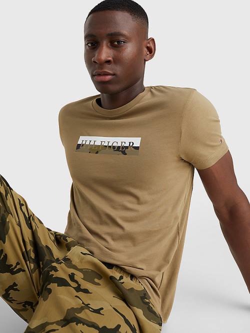 Brown Tommy Hilfiger Camo Graphic Logo Men's T Shirts | TH906ADB