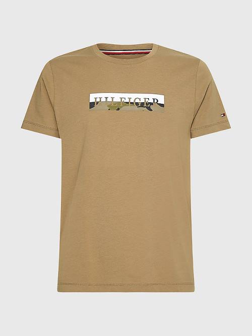 Brown Tommy Hilfiger Camo Graphic Logo Men's T Shirts | TH906ADB