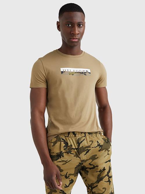 Brown Tommy Hilfiger Camo Graphic Logo Men\'s T Shirts | TH906ADB