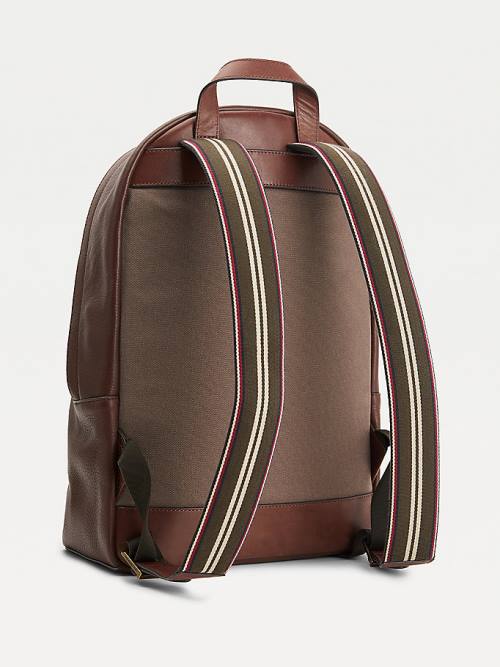 Brown Tommy Hilfiger Casual Leather Backpack Men's Bags | TH176YWR