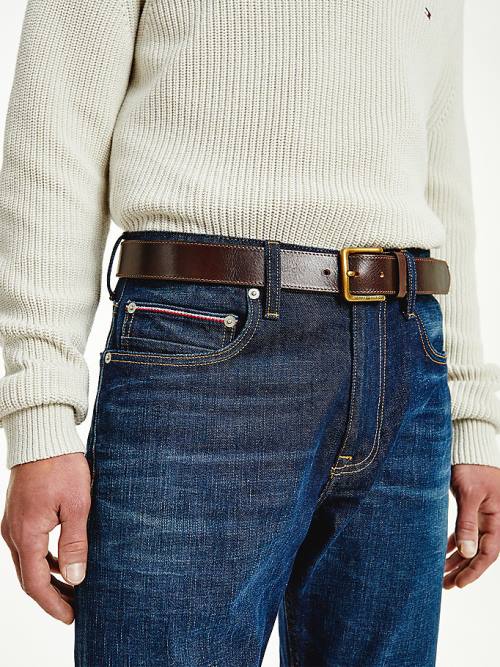 Brown Tommy Hilfiger Casual Leather Men's Belts | TH451MXF