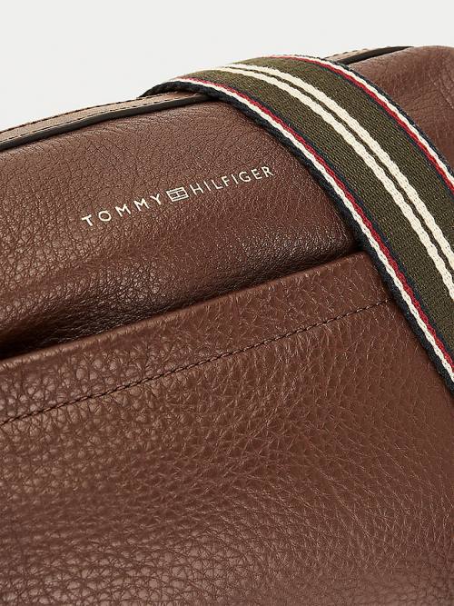 Brown Tommy Hilfiger Casual Leather Reporter Men's Bags | TH546TBU