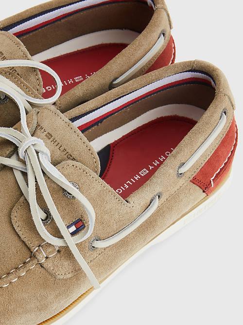 Brown Tommy Hilfiger Classic Suede Boat Men's Casual Shoes | TH546PAY